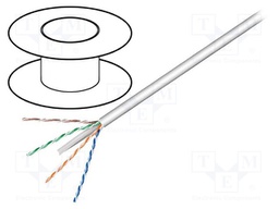 Wire; U/UTP; 6; solid; Cu; 4x2x23AWG; PVC; grey; 100m