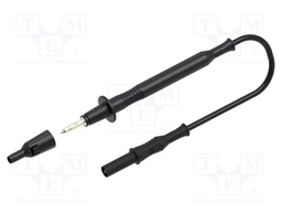 Test lead; 12A; probe tip,banana plug 4mm; Len: 1m; black; Ø: 4mm