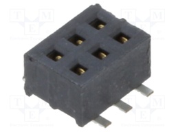 Connector: pin strips; female; PIN: 6; 1.27mm; gold flash; SMT; tape