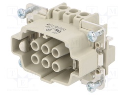Connector: HDC; female; PIN: 6; size 6; Pitch: 44x27mm; 600V; 16A