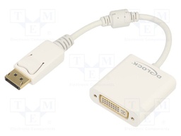 Adapter; DisplayPort plug,DVI-I (24+5) socket; 0.15m; white