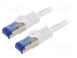 Patch cord; S/FTP; 6a; stranded; Cu; LSZH; white; 1m; 26AWG; -20÷75°C