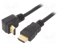 Cable; HDMI 2.0; HDMI plug,HDMI plug 90°; 4.5m; black; 30AWG