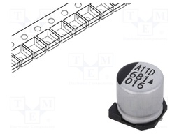 Capacitor: electrolytic; SMD; 680uF; 16VDC; Ø10x10mm; 5000h; 90mΩ