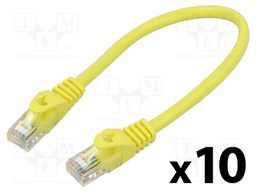 Patch cord; U/UTP; 6; stranded; CCA; PVC; yellow; 0.25m; 26AWG
