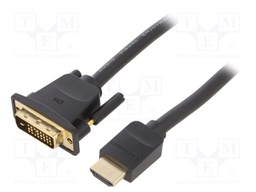 Cable; DVI-D (18+1) plug,HDMI plug; 2m; black; 30AWG; Core: Cu