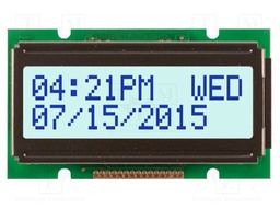 Display: LCD; STN Positive; 12x2; grey; 55.7x32mm; LED; 1x15; 5V