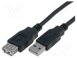 Cable; USB 2.0; USB A socket,USB A plug; nickel plated; 1.5m