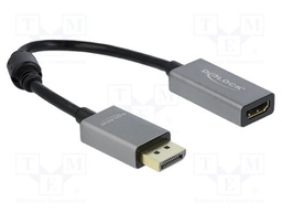 Adapter; DisplayPort plug,HDMI socket; 0.2m; black; grey