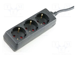 Extension lead; 3G1.5mm2; with protection; Sockets: 3; PVC; black