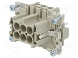 Connector: HDC; male; PIN: 6; size 6; Pitch: 44x27mm; contact insert