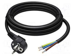 Cable; 3G1.5mm2; CEE 7/7 (E/F) plug angled,wires; PVC; 1.8m; 230V