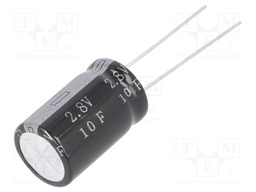 Capacitor: electrolytic; supercapacitor; 10F; 2.8VDC; ESR: 55mΩ