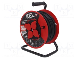Extension lead; reel,with non-rotating sockets; Sockets: 4; 50m