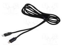 Cable; USB 2.0; Apple Lightning plug,USB C plug; 1.8m; black