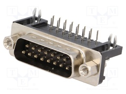 D-Sub; PIN: 15; socket; male; 7,2mm standard; Locking: screws; THT