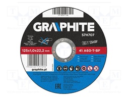 Cutting wheel; Ø: 125mm; Øhole: 22.2mm; Disc thick: 1mm