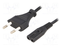 Cable; CEE 7/16 (C) plug,IEC C7 female; 5m; Sockets: 1; black; PVC