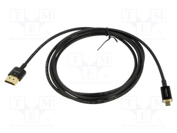 Cable; HDMI plug,micro HDMI plug; Len: 2m; black; 36AWG; Core: Cu