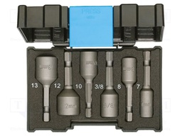 Kit: screwdriver bits; plastic box; 6-angles socket; HEX 3/8"