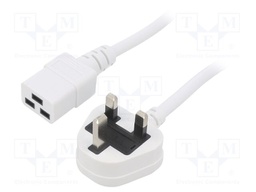 Cable; 3x1.5mm2; BS 1363 (G) plug,IEC C19 female; PVC; 1.8m; 13A