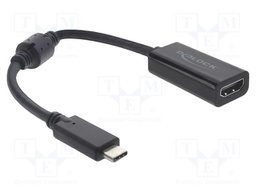 Adapter; HDMI socket,USB C plug; 0.15m; black; black