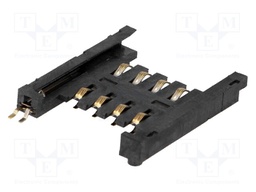 Connector: for cards; SIM; without ejector; SMT; gold flash; PIN: 8