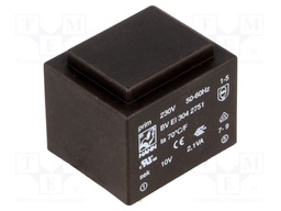Transformer: encapsulated; 2.1VA; 230VAC; 10V; 210mA; Mounting: PCB