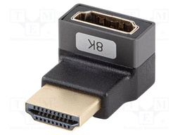 Adapter; HDMI socket,HDMI plug 270° up/down; HDMI 2.1; silver