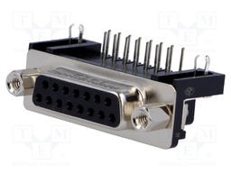 D-Sub; PIN: 15; socket; female; Locking: screws; angled 90°; THT