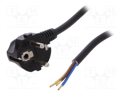 Cable; SCHUKO plug,CEE 7/7 (E/F) plug angled,wires; 1.5m; black
