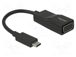 Adapter; D-Sub 15pin socket,USB C plug,VGA female; 0.08m; black