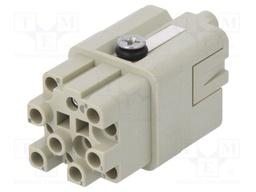 Connector: HDC; contact insert; female; DQ; PIN: 12; 12+PE; size D3A