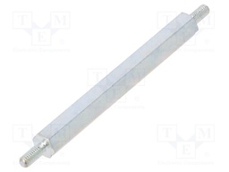 Screwed spacer sleeve; 45mm; Ext.thread: M2,5; hexagonal; steel