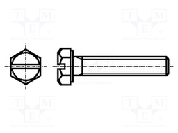 Screw; M5x16; DIN: 933Sz; Head: hexagonal; slotted; steel; zinc