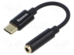 Cable: Jack-USB; black; Jack 3.5mm socket,USB C socket; 0.09m