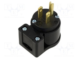 Connector: AC supply; male; plug; 2P+PE; 125VAC; 15A; Colour: black