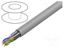 Wire; F/UTP; 6; solid; Cu; 4x2x23AWG; LSZH; grey; 305m; Øcable: 7.3mm