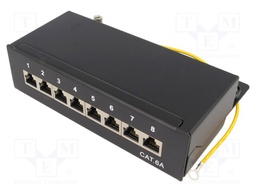 Patch panel; RJ45; Cat: 6a; Colour: black; IDC; surface-mounted