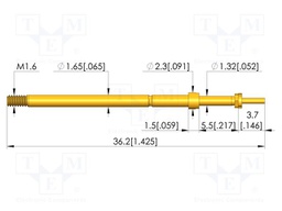 Test needle; Spring compression: 4mm; 5mm; 5A; CuBe; gold-plated