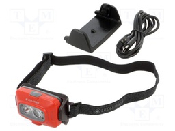 Torch: LED headtorch; 35h; 20lm,120lm,300lm,500lm; red-black
