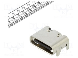 Socket; USB C; SMT; PIN: 16; horizontal; top board mount; USB 2.0