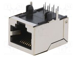 Socket; RJ45; PIN: 8; Cat: 5; shielded; Layout: 8p8c; THT; angled