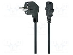 Cable; 3x0.5mm2; CEE 7/7 (E/F) plug angled,IEC C13 female; PVC
