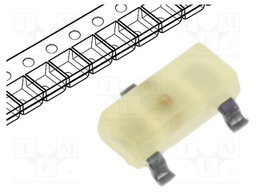 LED; SMD; SOT23; yellow; 0.8mcd; 3x1.3x1.05mm; 140°; 2.1÷2.5V; 2mA