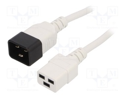 Cable; 3x1.5mm2; IEC C19 female,IEC C20 male; PVC; 3m; white; 16A