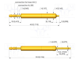 Test needle; Spring compression: 6mm; 10mm; 2A; steel; gold-plated