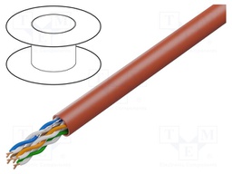 Wire; U/UTP; 4x2x23AWG; 6; wire; Cu; Insulation: PVC; red; 305m; 300V