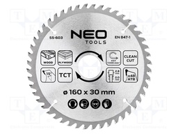 Circular saw; Ø: 160mm; Teeth: 48; cemented carbide; Øhole: 30mm