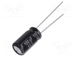 Capacitor: electrolytic; THT; 100uF; 63VDC; Ø8x15mm; Pitch: 3.5mm